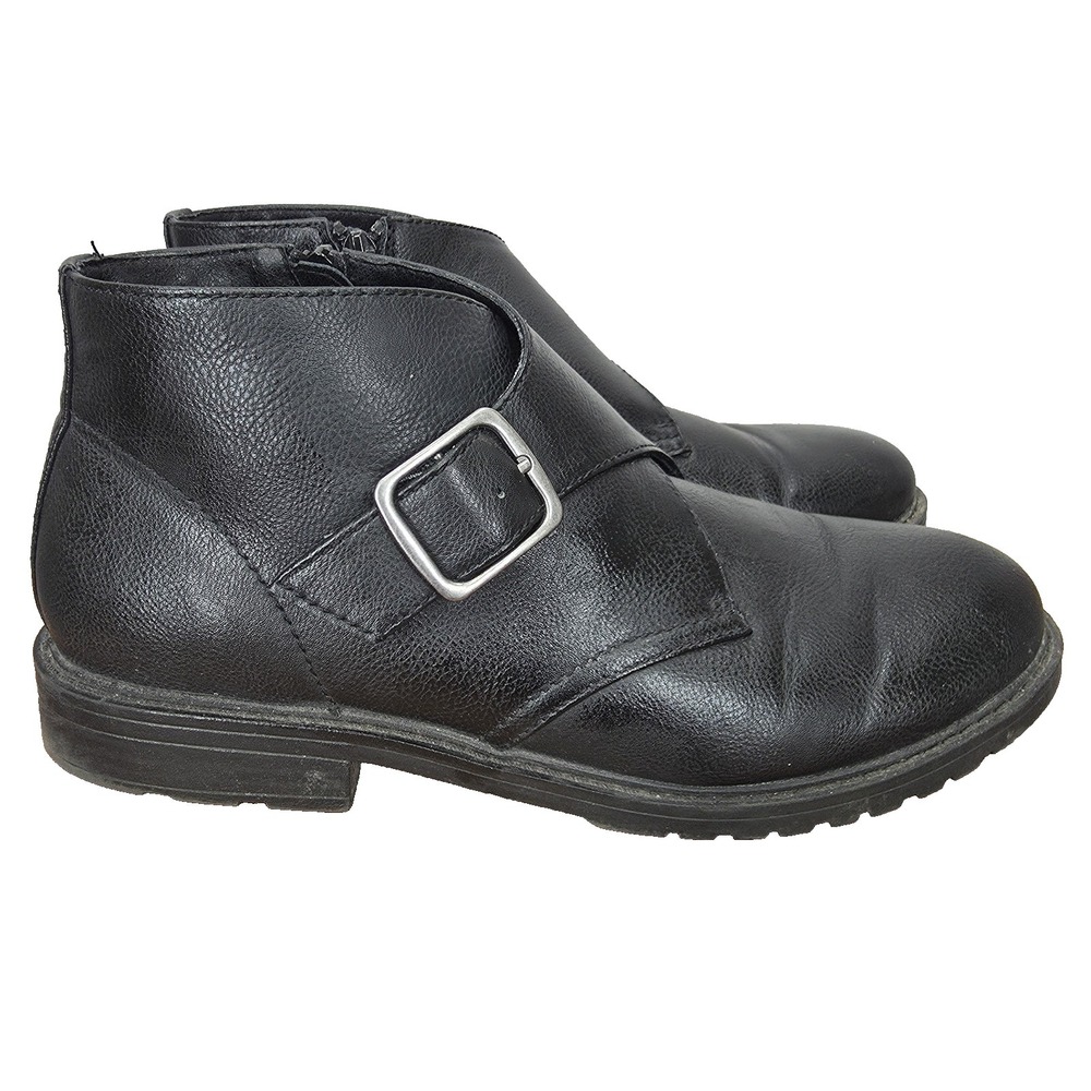 Frye Oliver Chukka Boots Mens 10 M Black Faux Lether‎ Buckle Moto Monk Strap